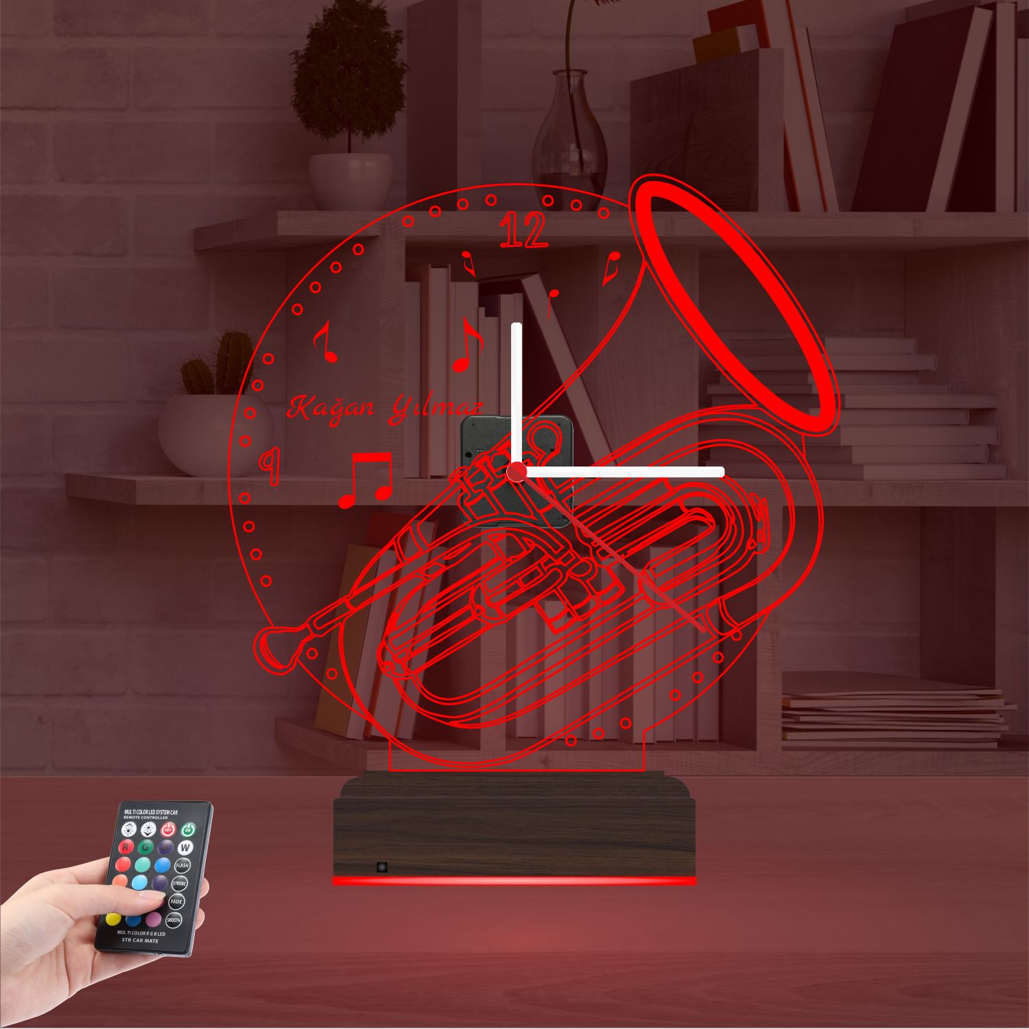 Именной подарок: саксофон с часами 3d светильник 3
