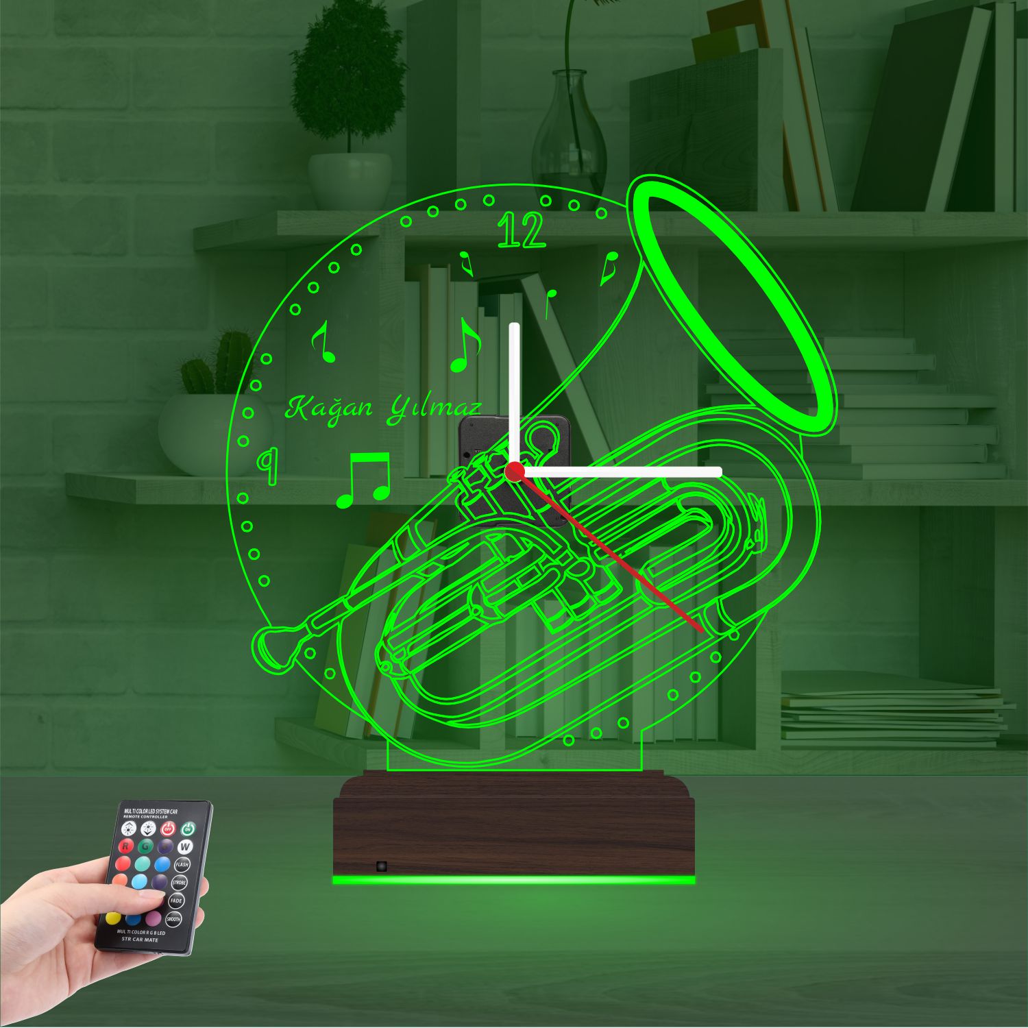 Именной подарок: саксофон с часами 3d светильник 4