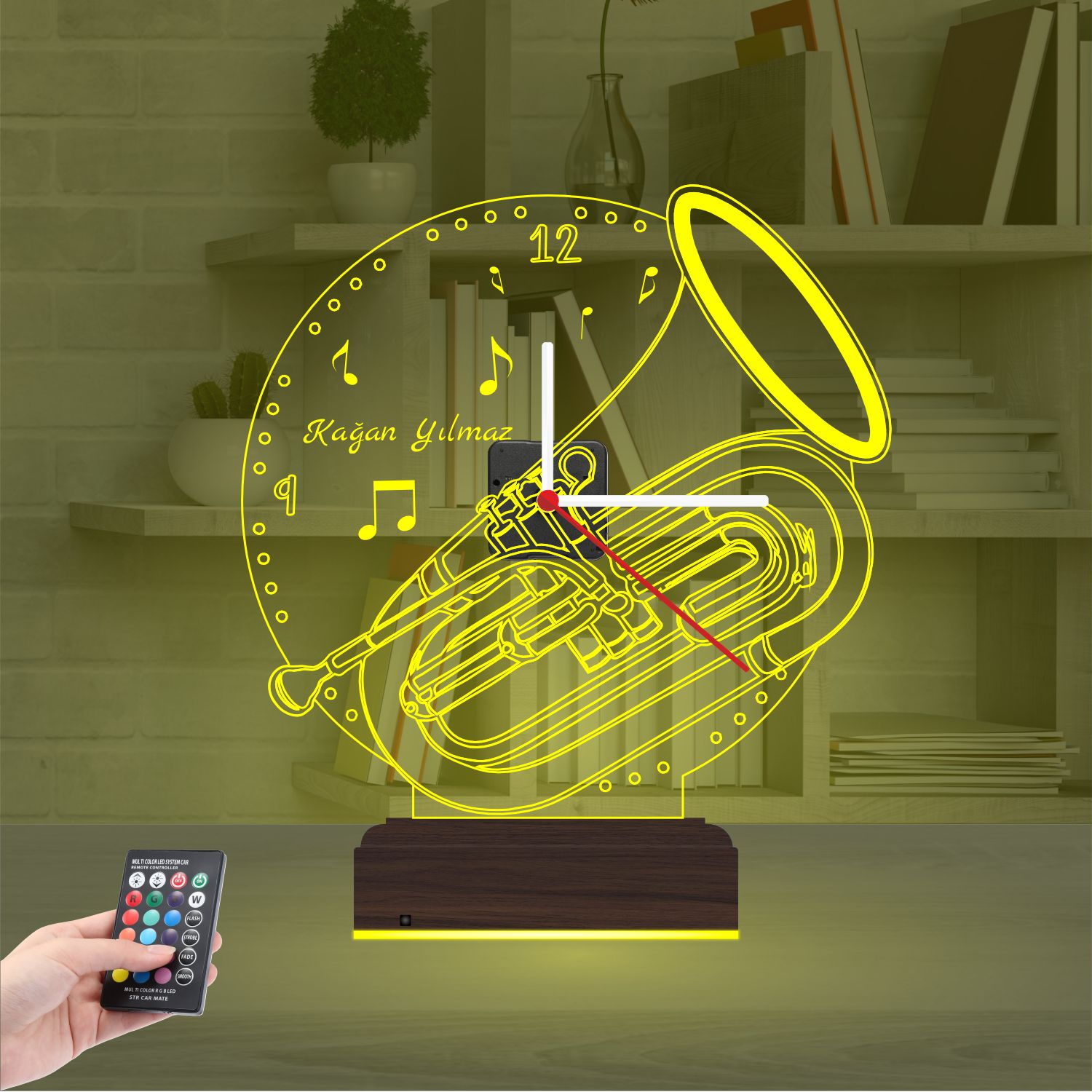 Именной подарок: саксофон с часами 3d светильник 5
