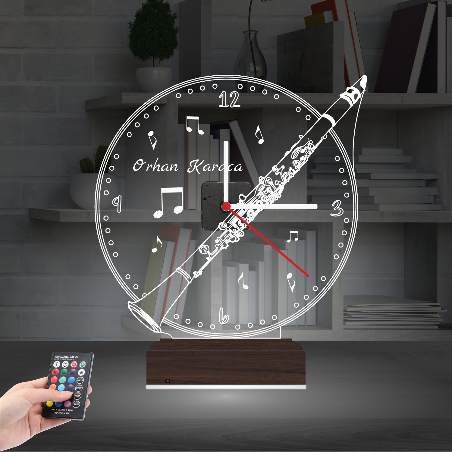 Именной подарок: виолончель с часами 3d светильник 8