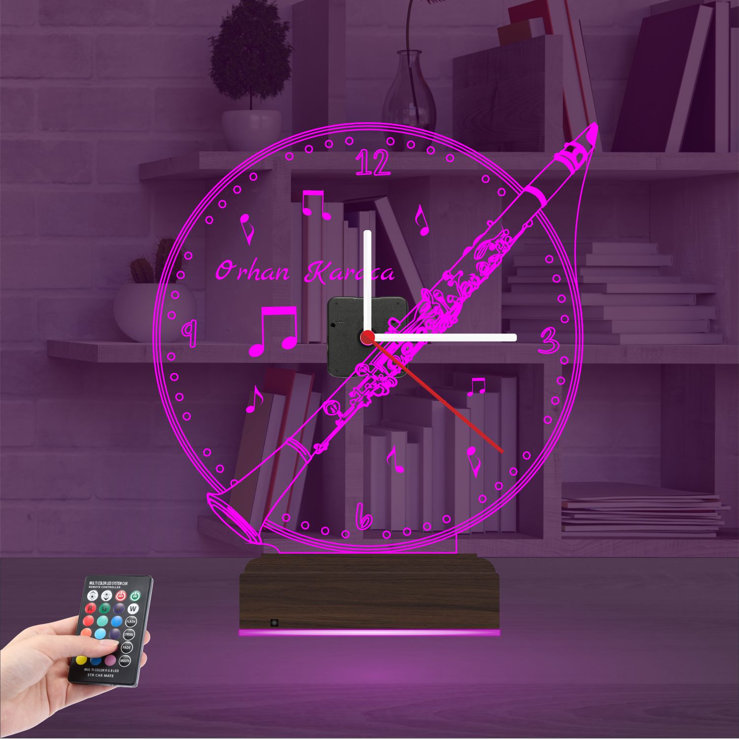 Именной подарок: виолончель с часами 3d светильник 2