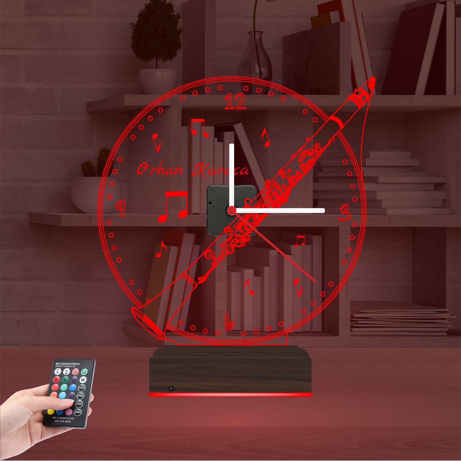 Именной подарок: виолончель с часами 3d светильник 3