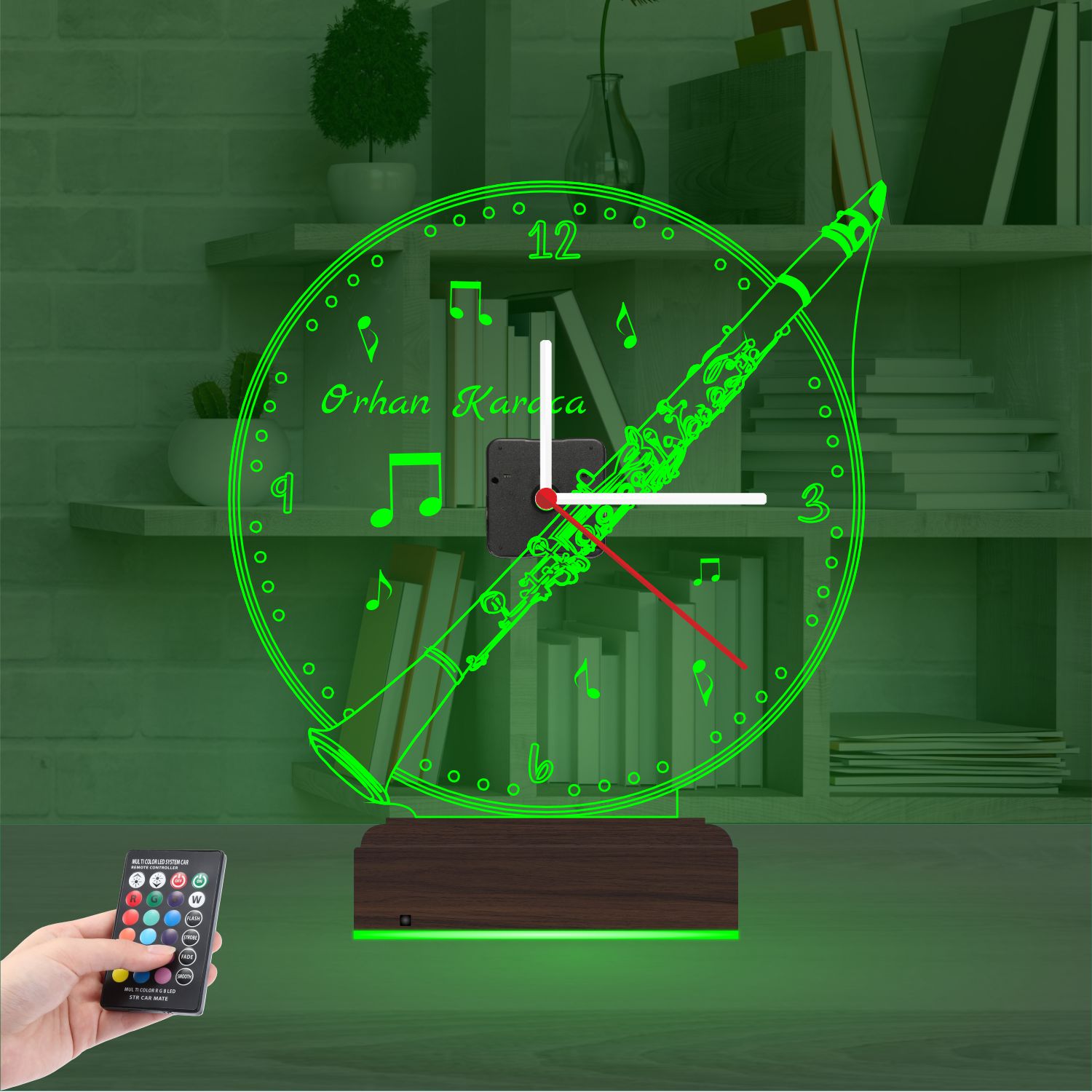 Именной подарок: виолончель с часами 3d светильник 4