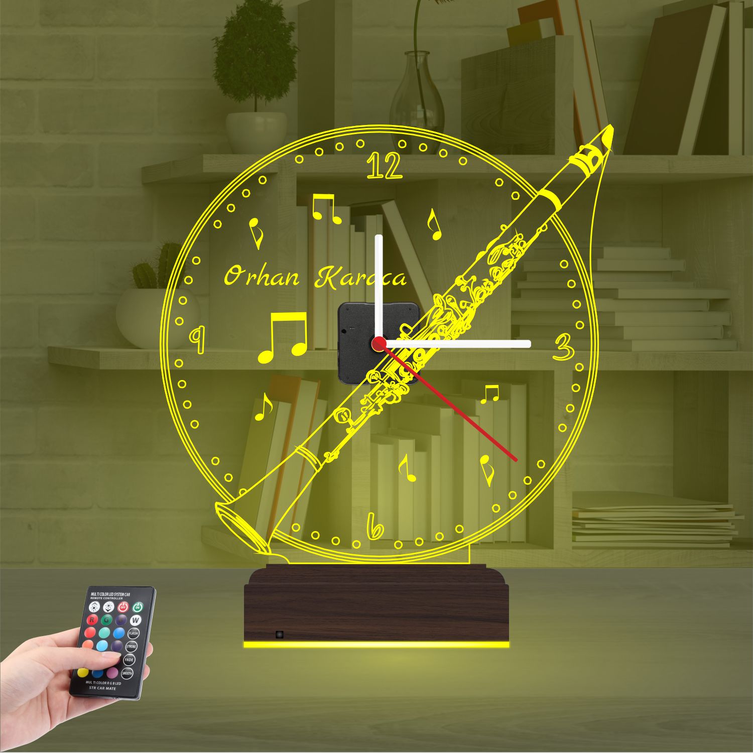 Именной подарок: виолончель с часами 3d светильник 5