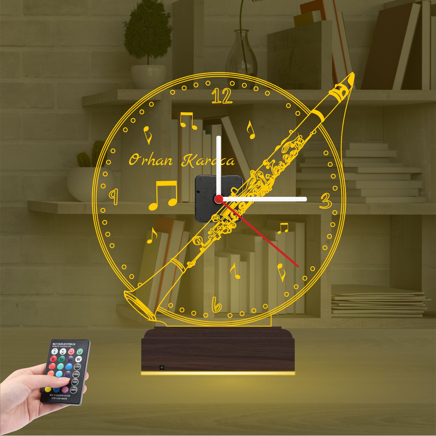 Именной подарок: виолончель с часами 3d светильник 6