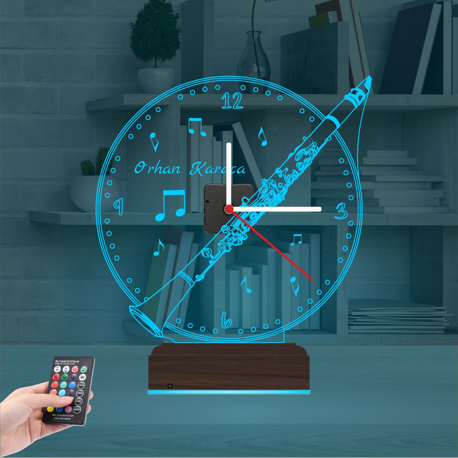 Именной подарок: виолончель с часами 3d светильник 7