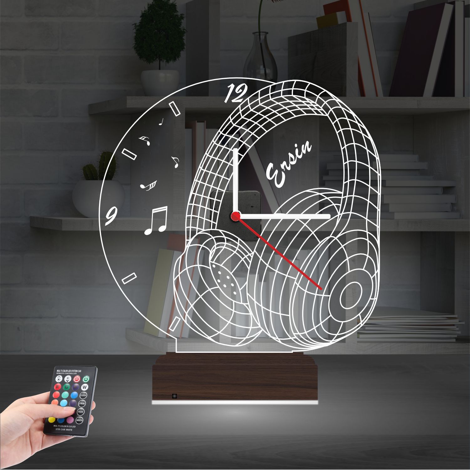 Именной подарок: наушники с часами 3d светильник 8