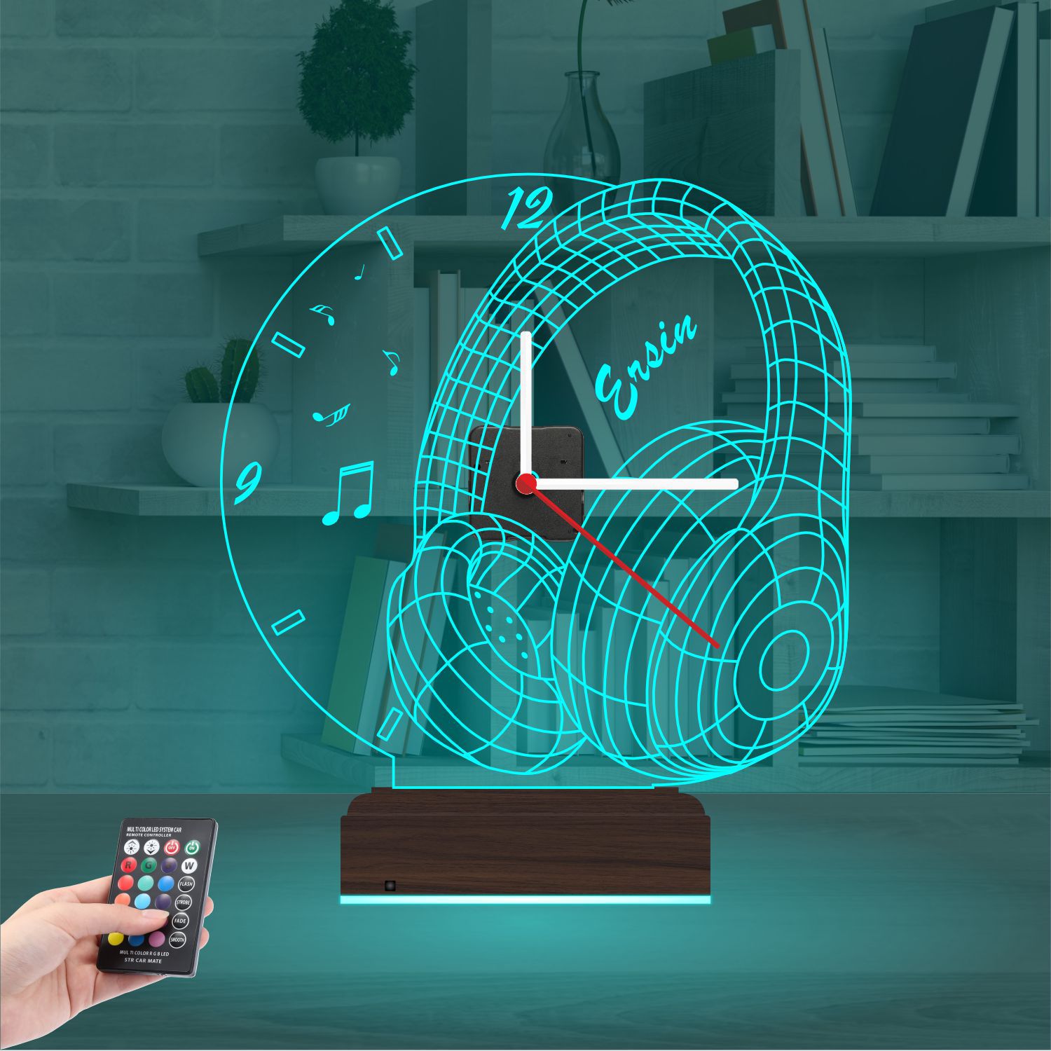 Именной подарок: наушники с часами 3d светильник