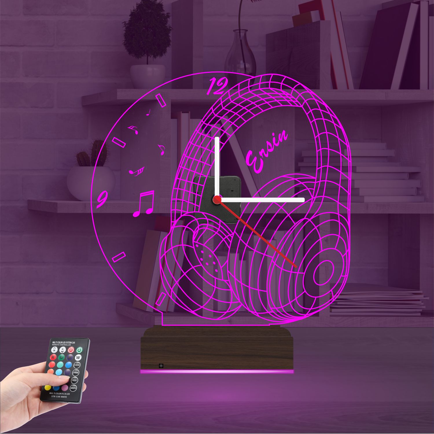 Именной подарок: наушники с часами 3d светильник