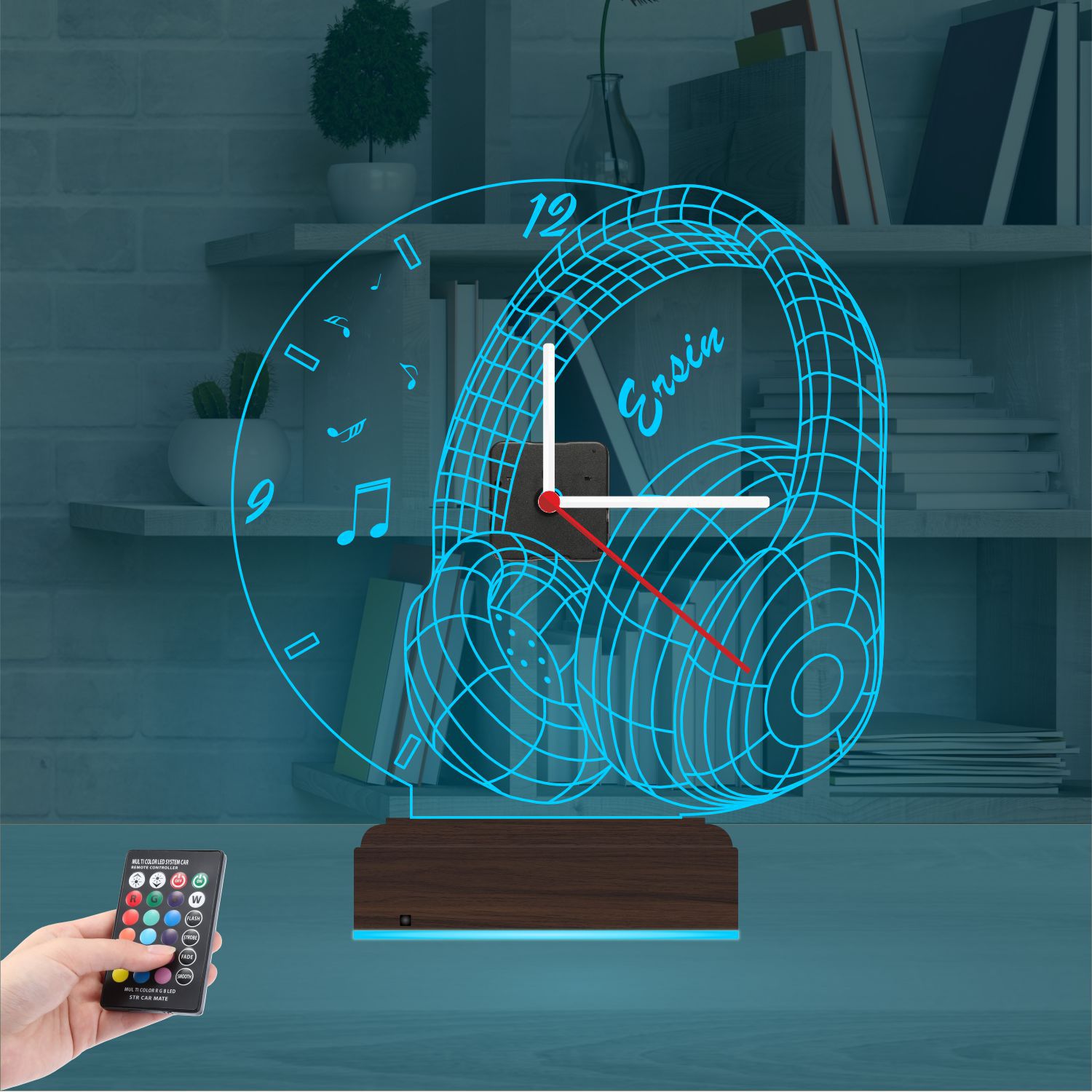 Именной подарок: наушники с часами 3d светильник 7