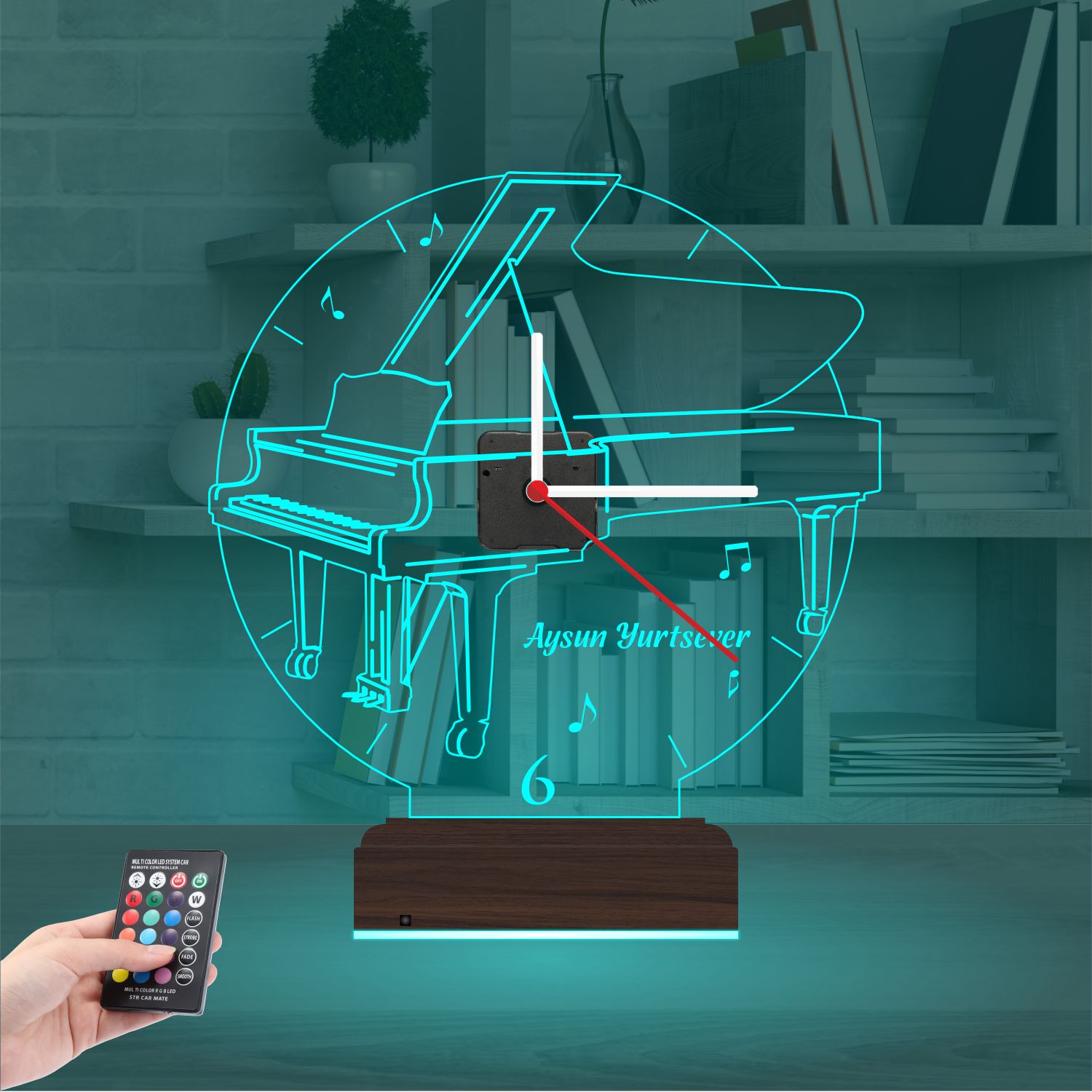 Именной подарок: пианино с часами 3d светильник