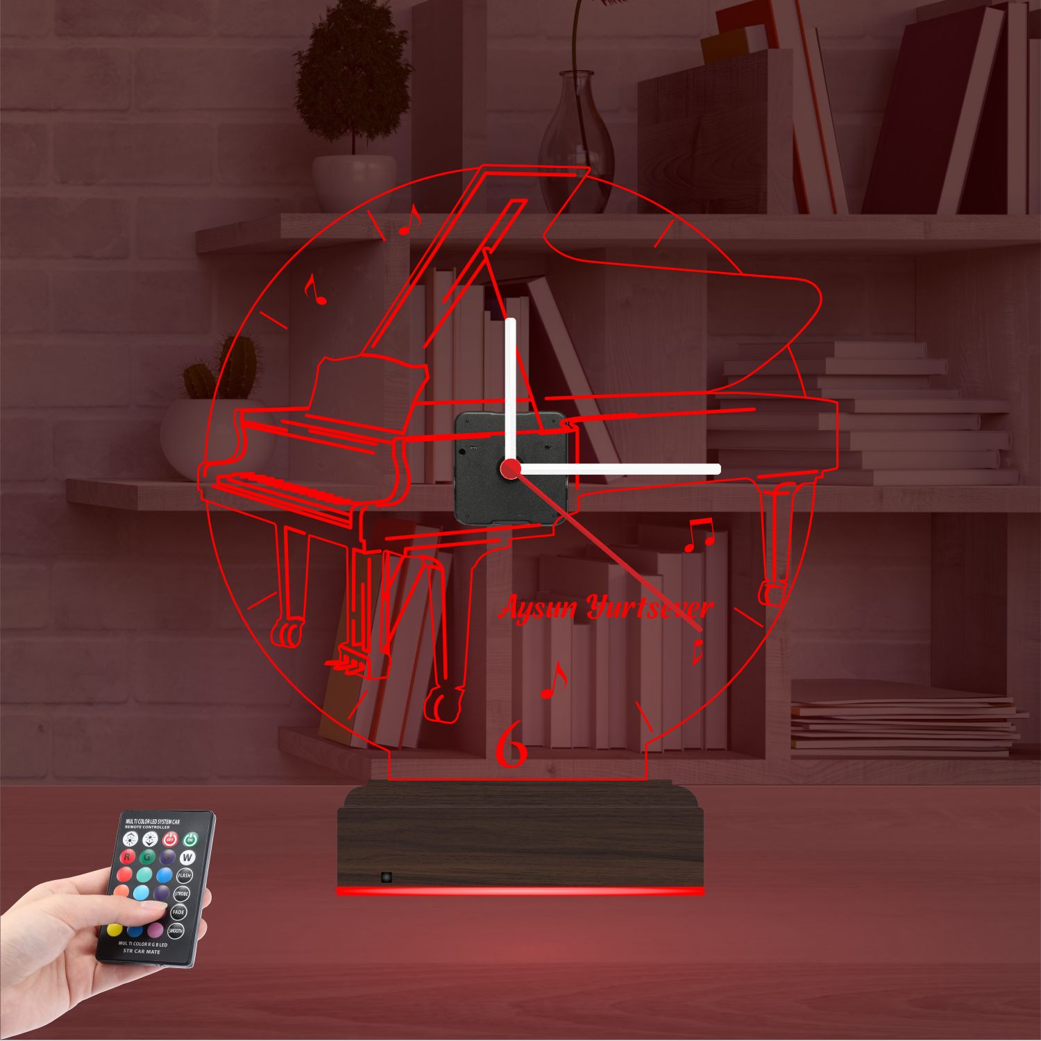 Именной подарок: пианино с часами 3d светильник 3