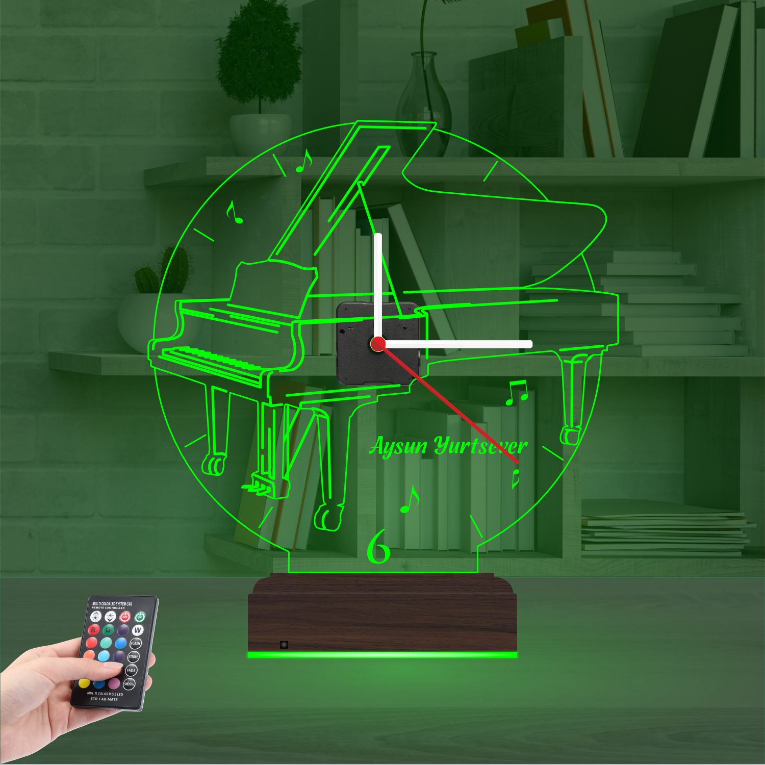 Именной подарок: пианино с часами 3d светильник 4