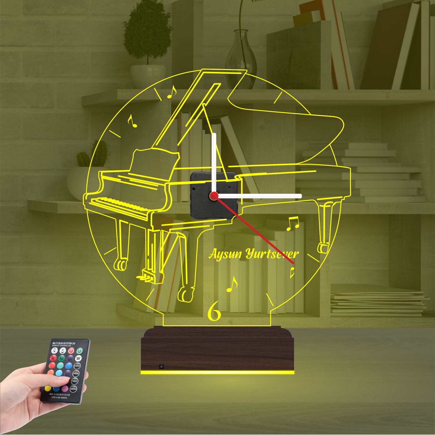 Именной подарок: пианино с часами 3d светильник 5