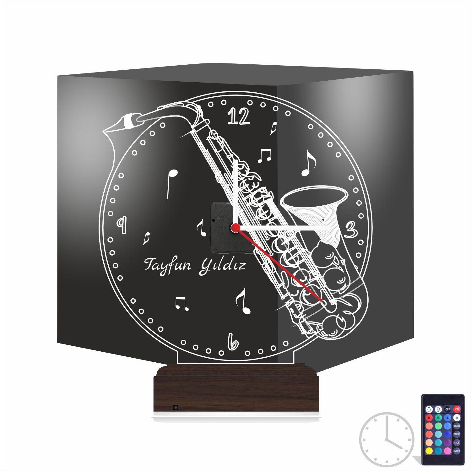 Именной подарок: труба с часами 3d светильник 9