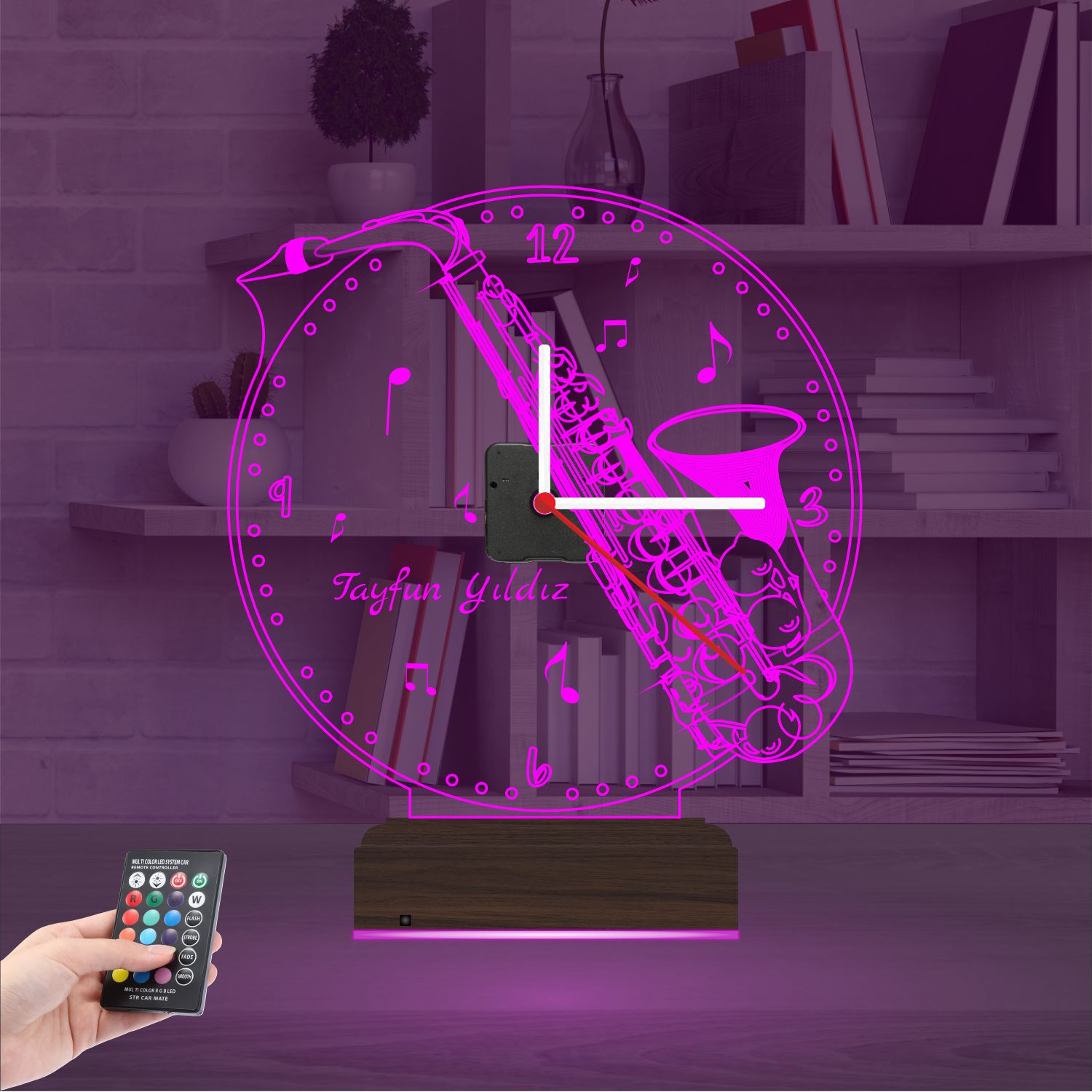 Именной подарок: труба с часами 3d светильник 2