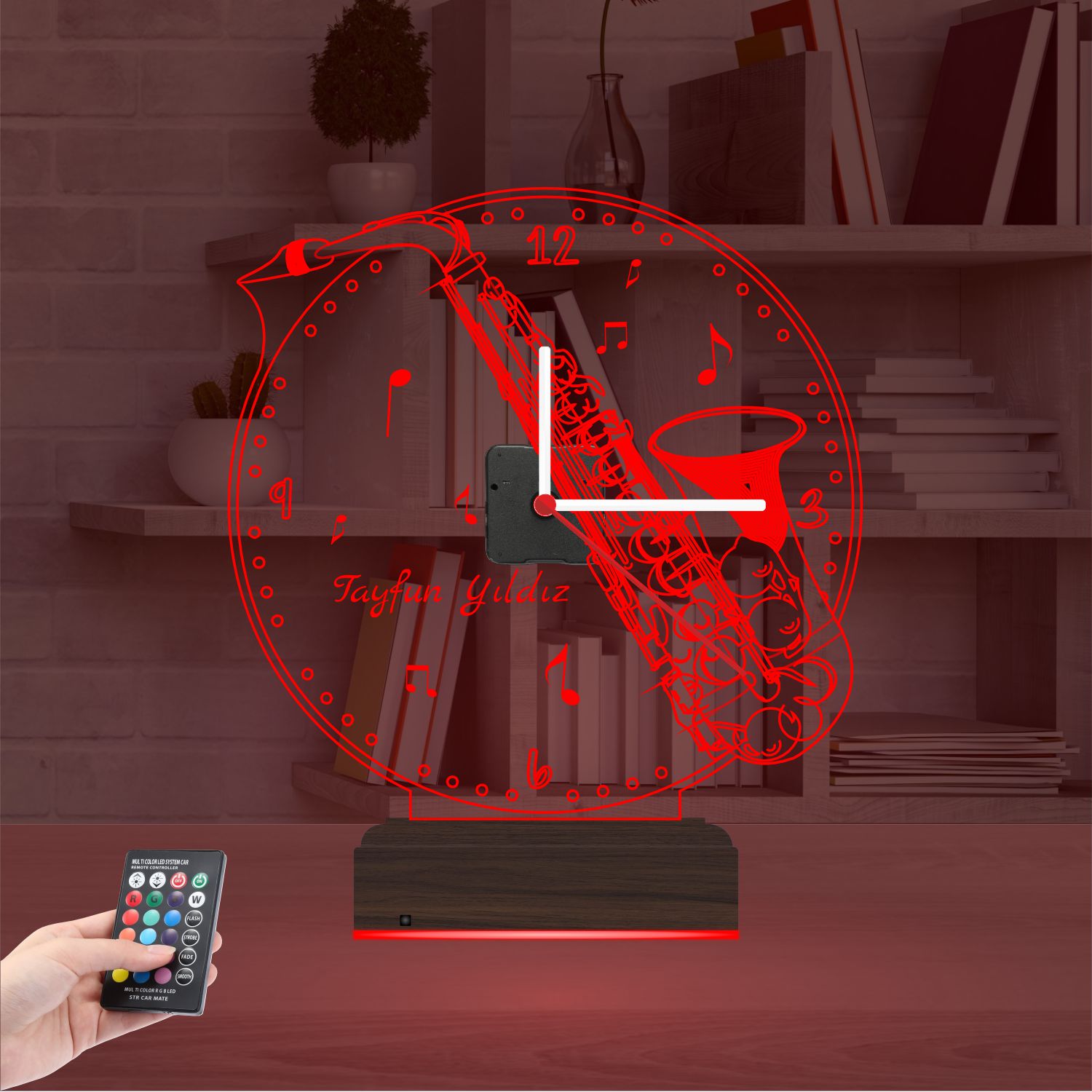 Именной подарок: труба с часами 3d светильник 3