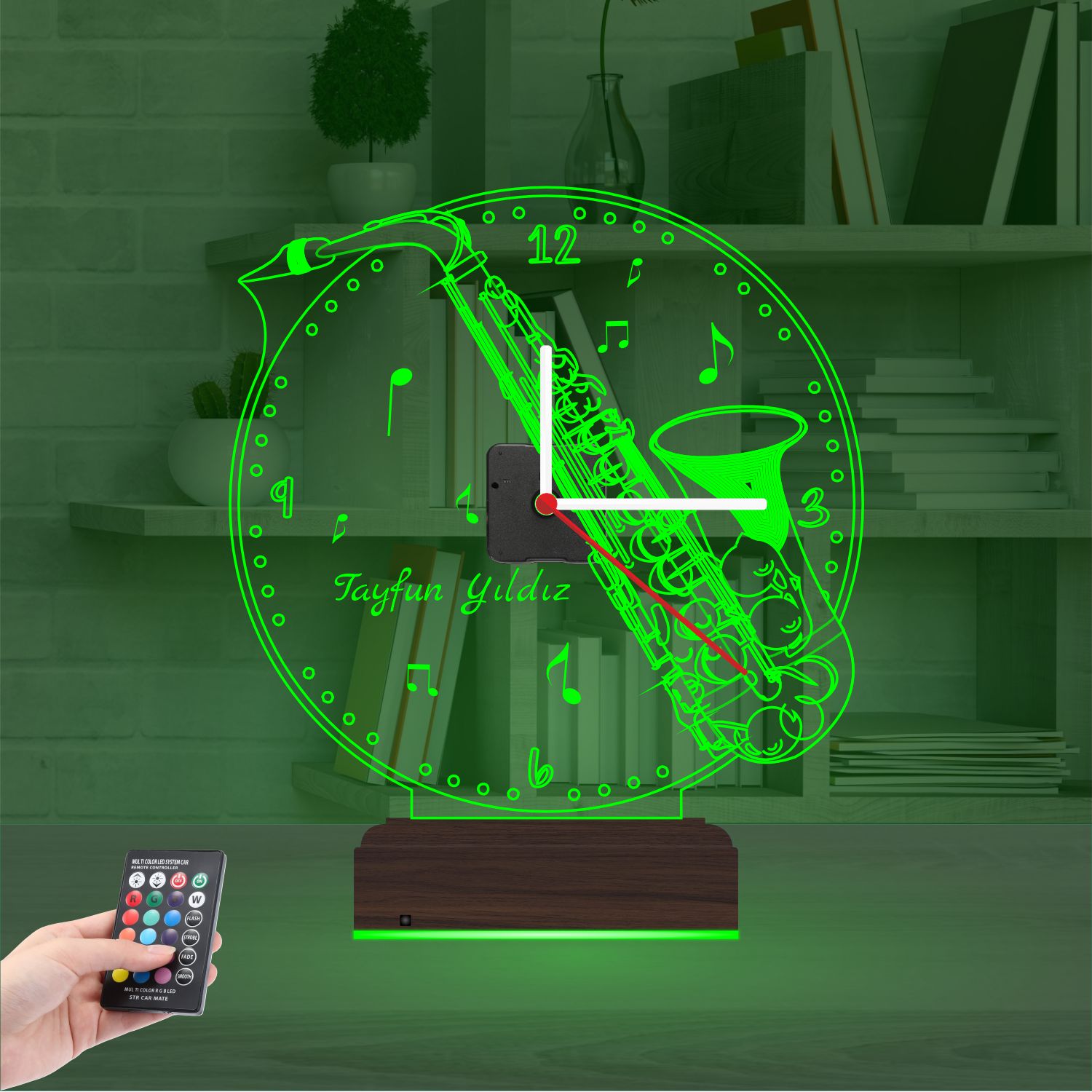 Именной подарок: труба с часами 3d светильник 4