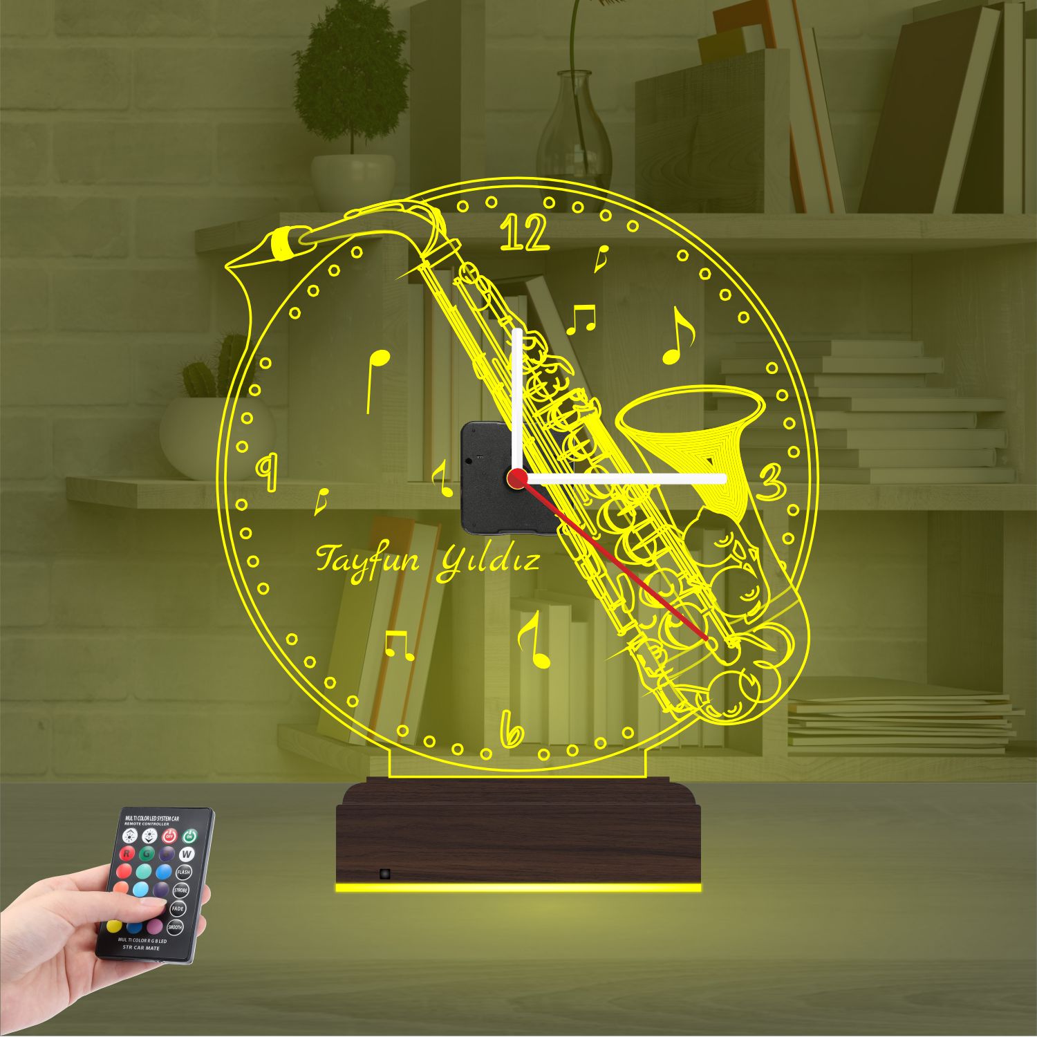 Именной подарок: труба с часами 3d светильник 5