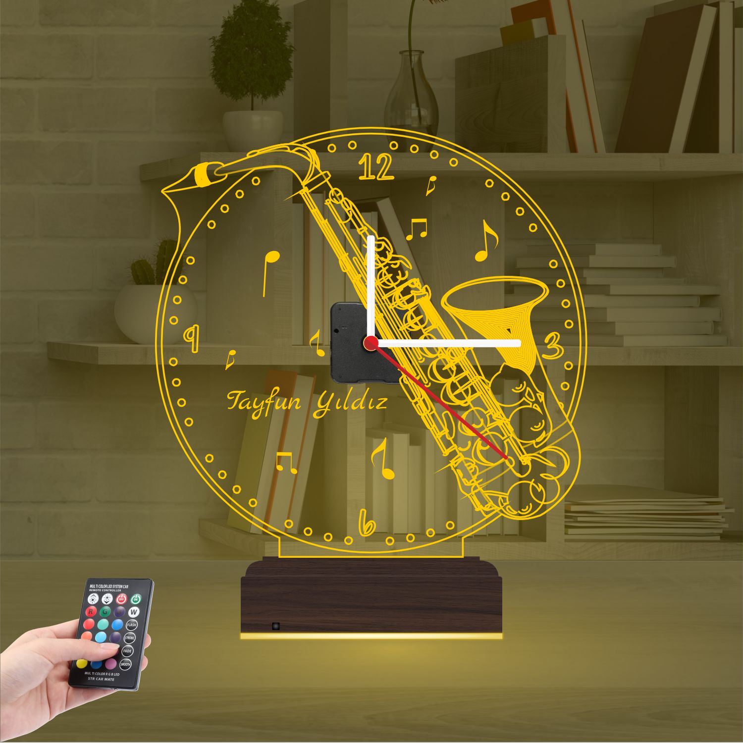 Именной подарок: труба с часами 3d светильник 6