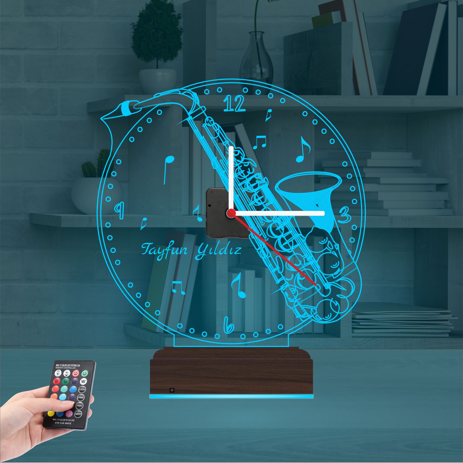 Именной подарок: труба с часами 3d светильник 7