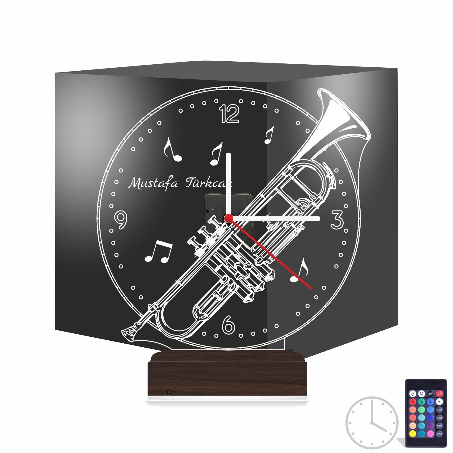 Именной подарок: туба с часами 3d светильник 9