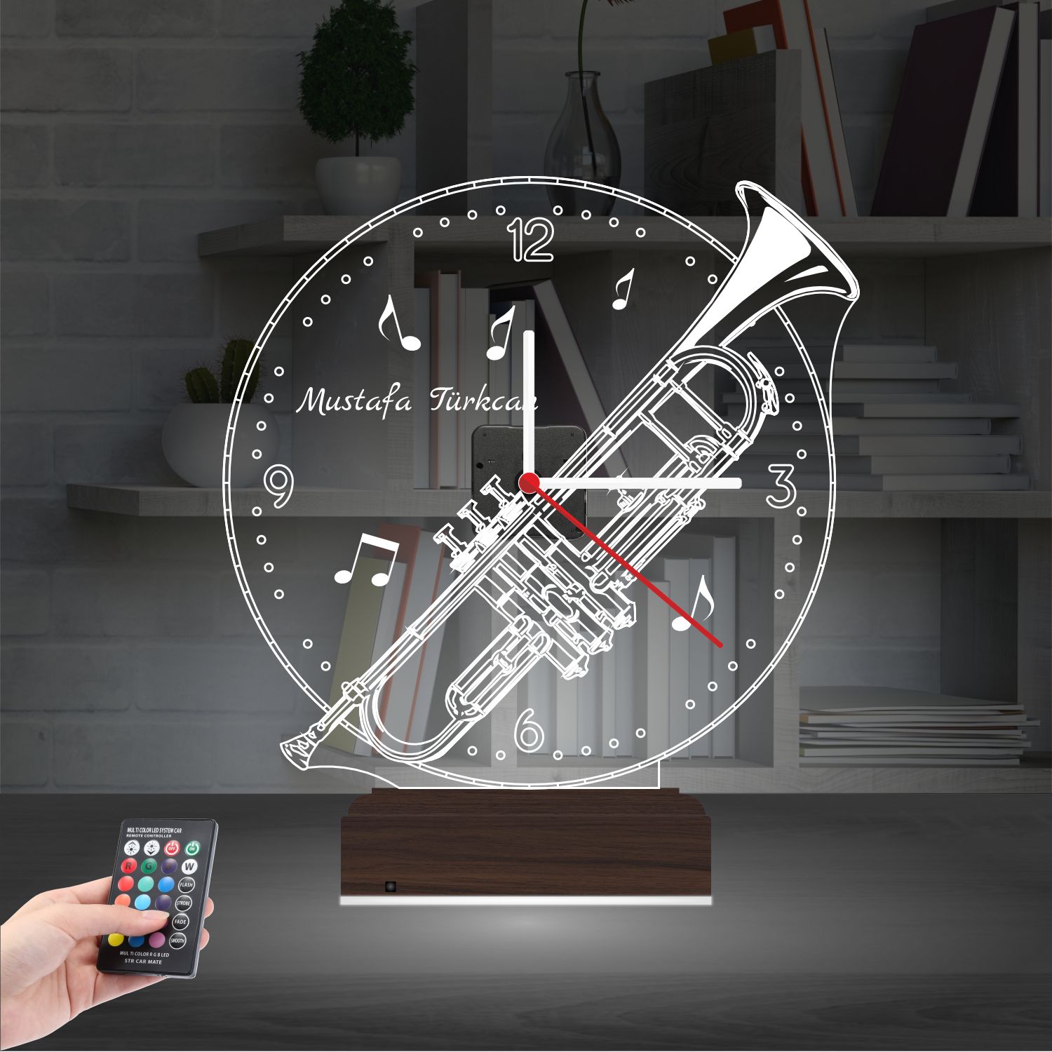 Именной подарок: туба с часами 3d светильник 8