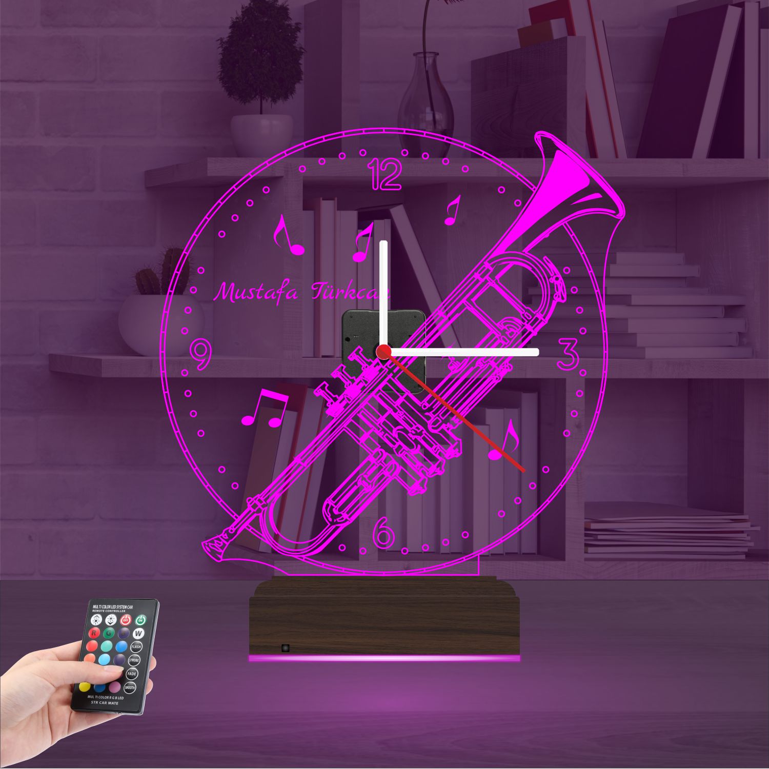 Именной подарок: туба с часами 3d светильник 2