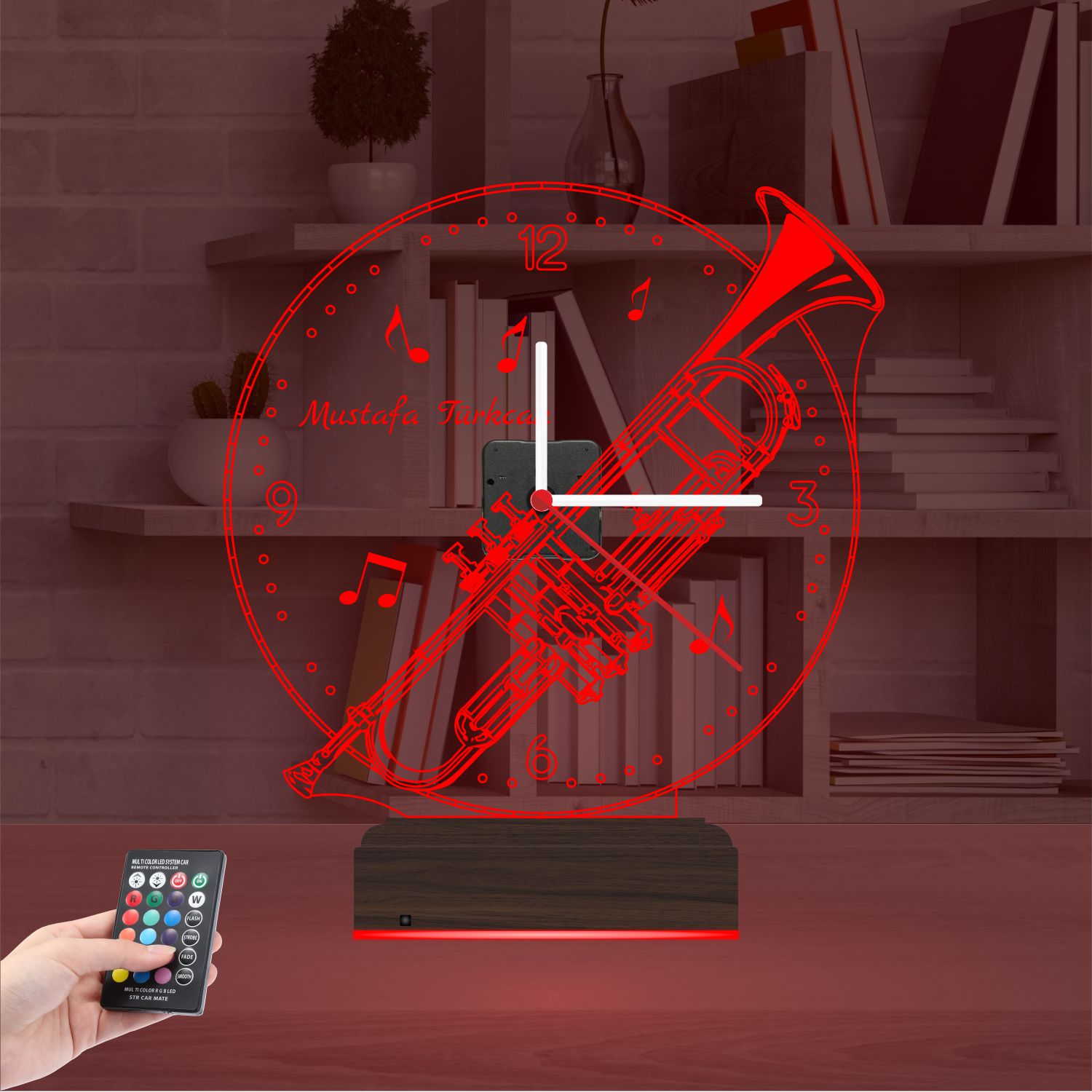 Именной подарок: туба с часами 3d светильник 3