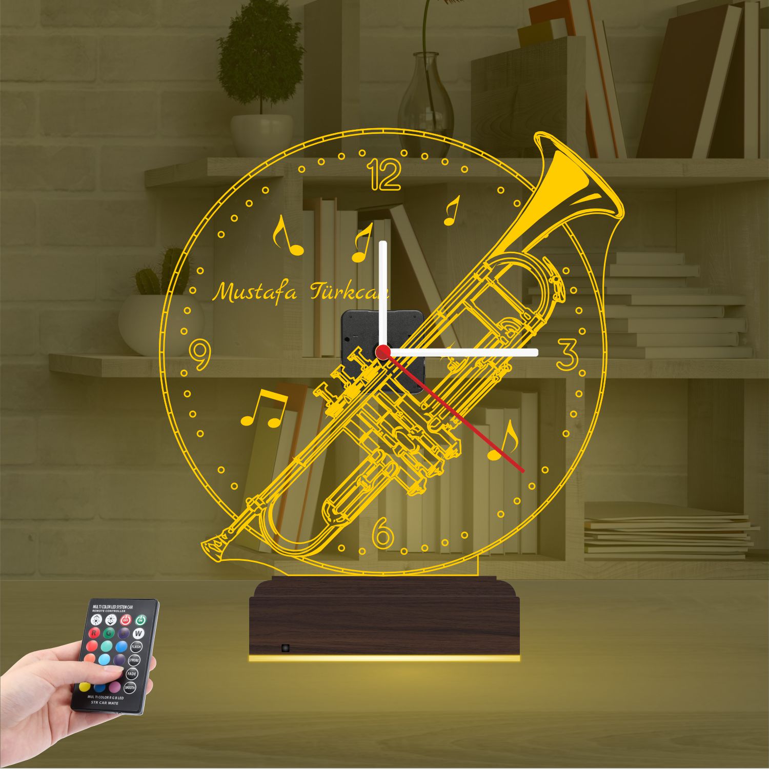 Именной подарок: туба с часами 3d светильник 6