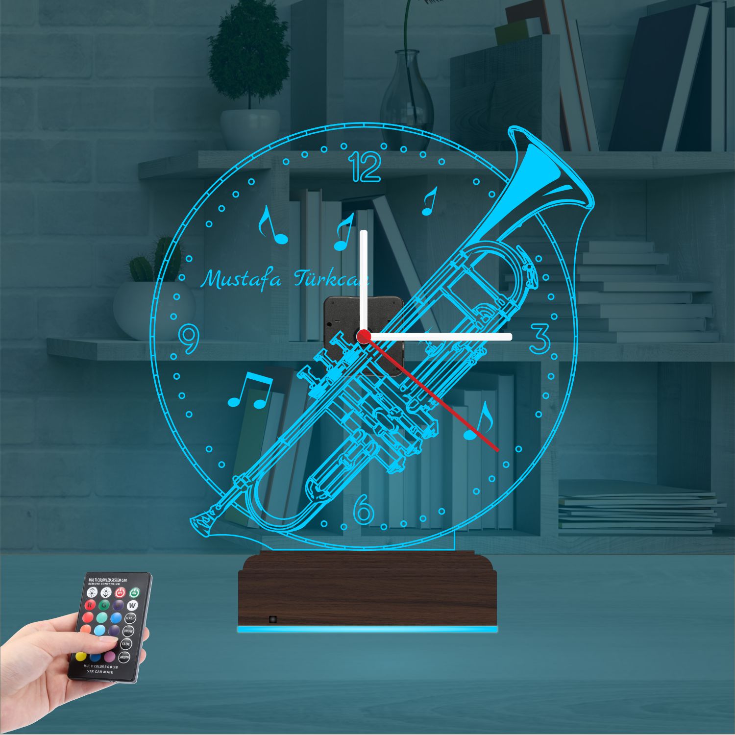 Именной подарок: туба с часами 3d светильник 7