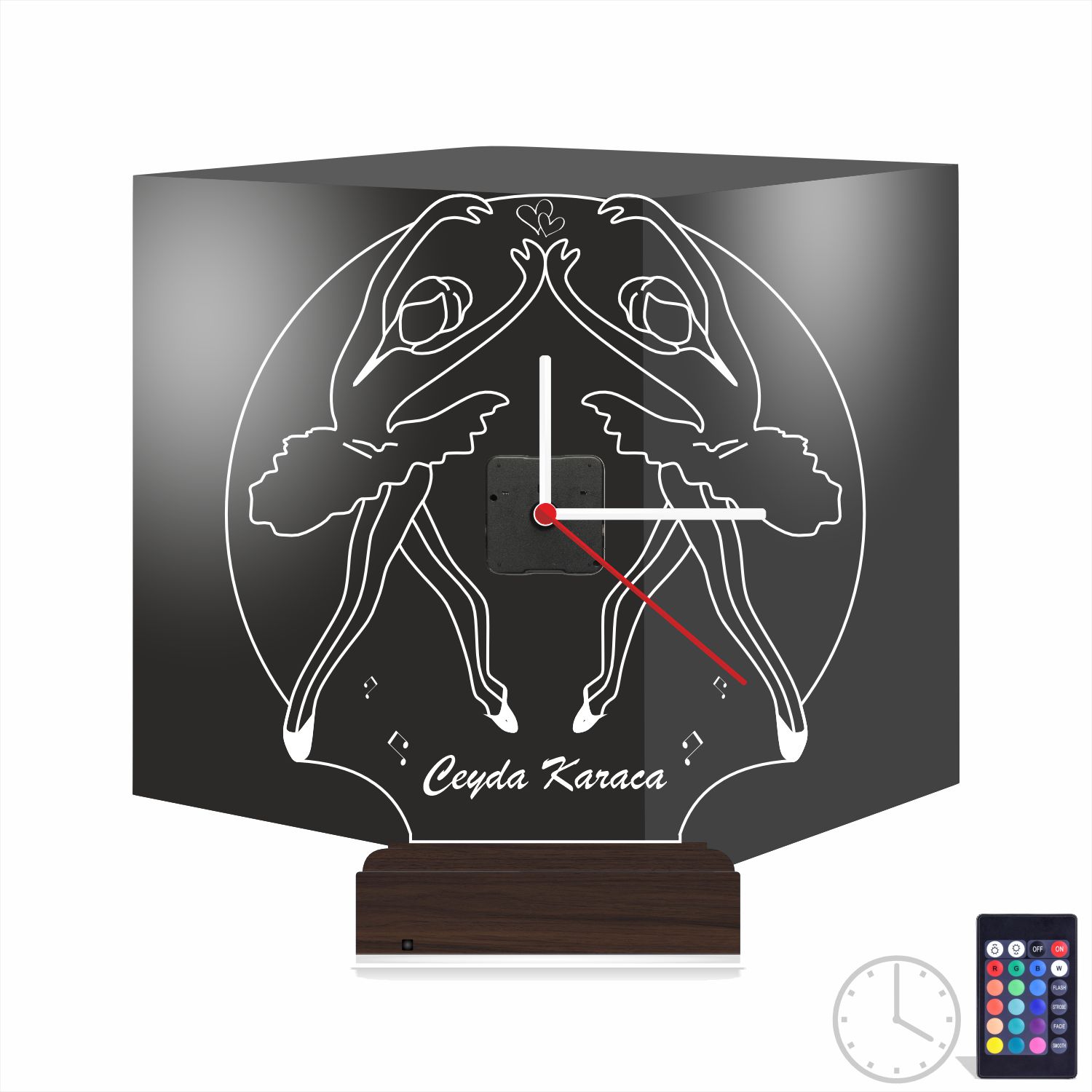 Именной подарок: танцующие балерины с часами 3d светильник 9