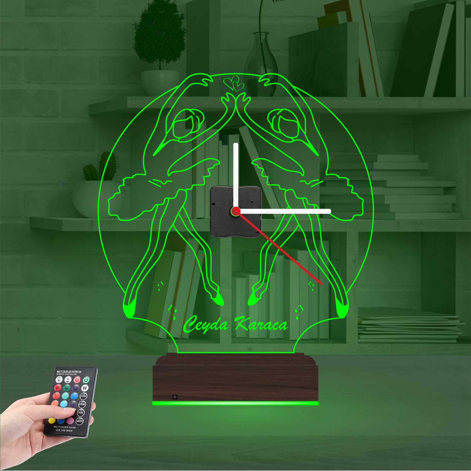 Именной подарок: танцующие балерины с часами 3d светильник