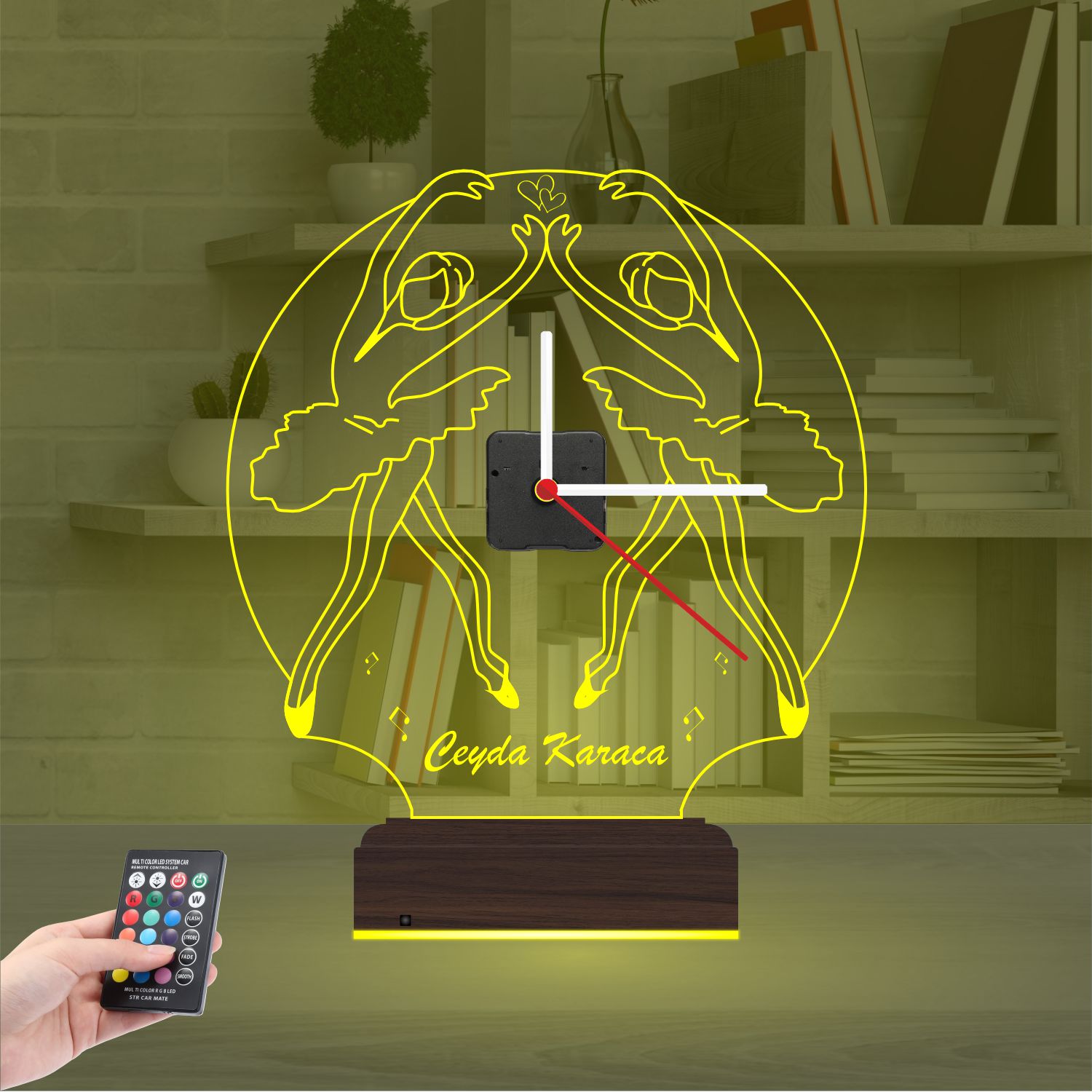 Именной подарок: танцующие балерины с часами 3d светильник