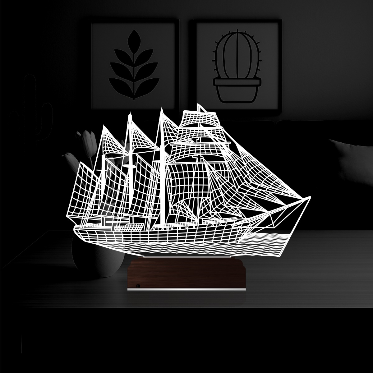 Парусник — 3D LED Ночник | Подарок мужчине
