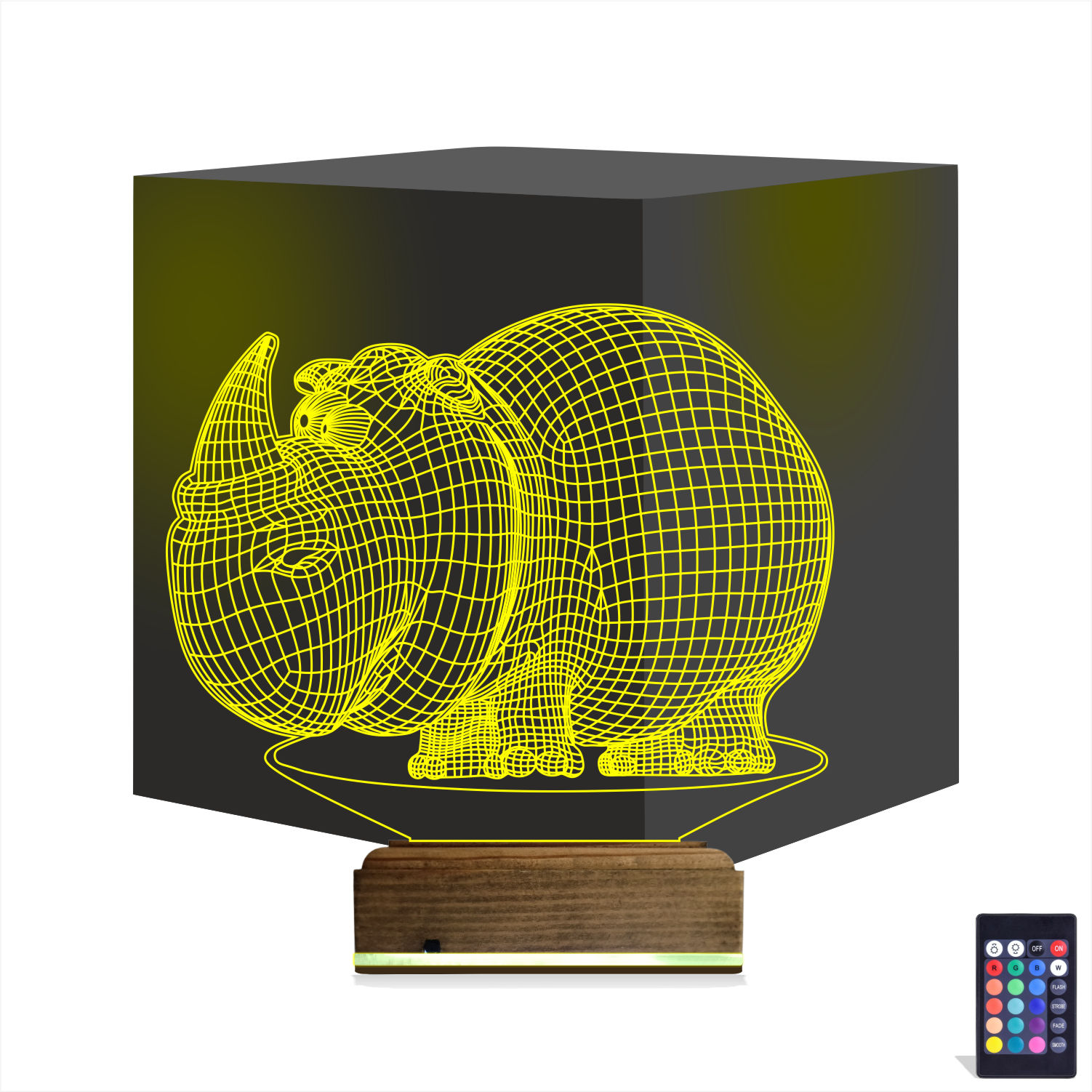 Носорог — 3D LED Ночник | Подарок для детей и взрослых