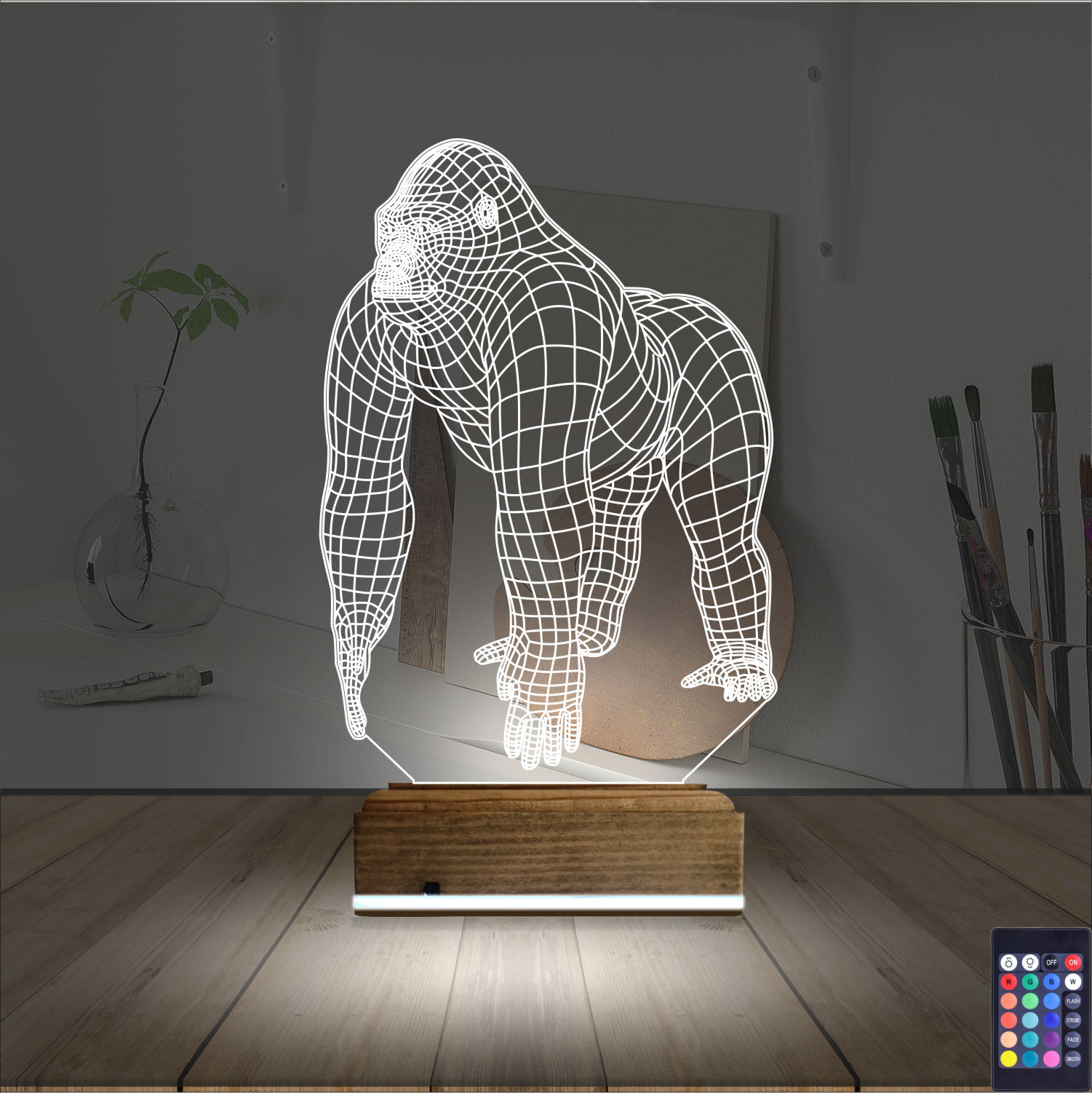 Горилла — 3D LED Ночник | Подарок любителям животных