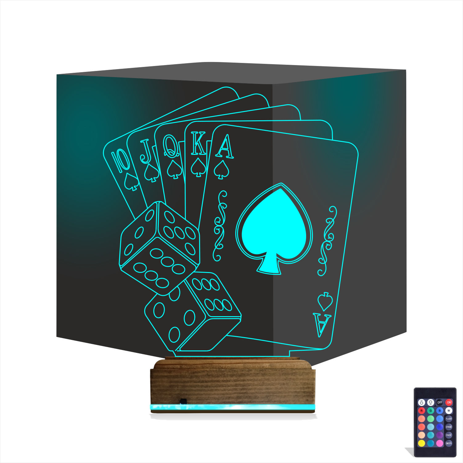 Карты и Кости — 3D LED Ночник | Подарок мужчине