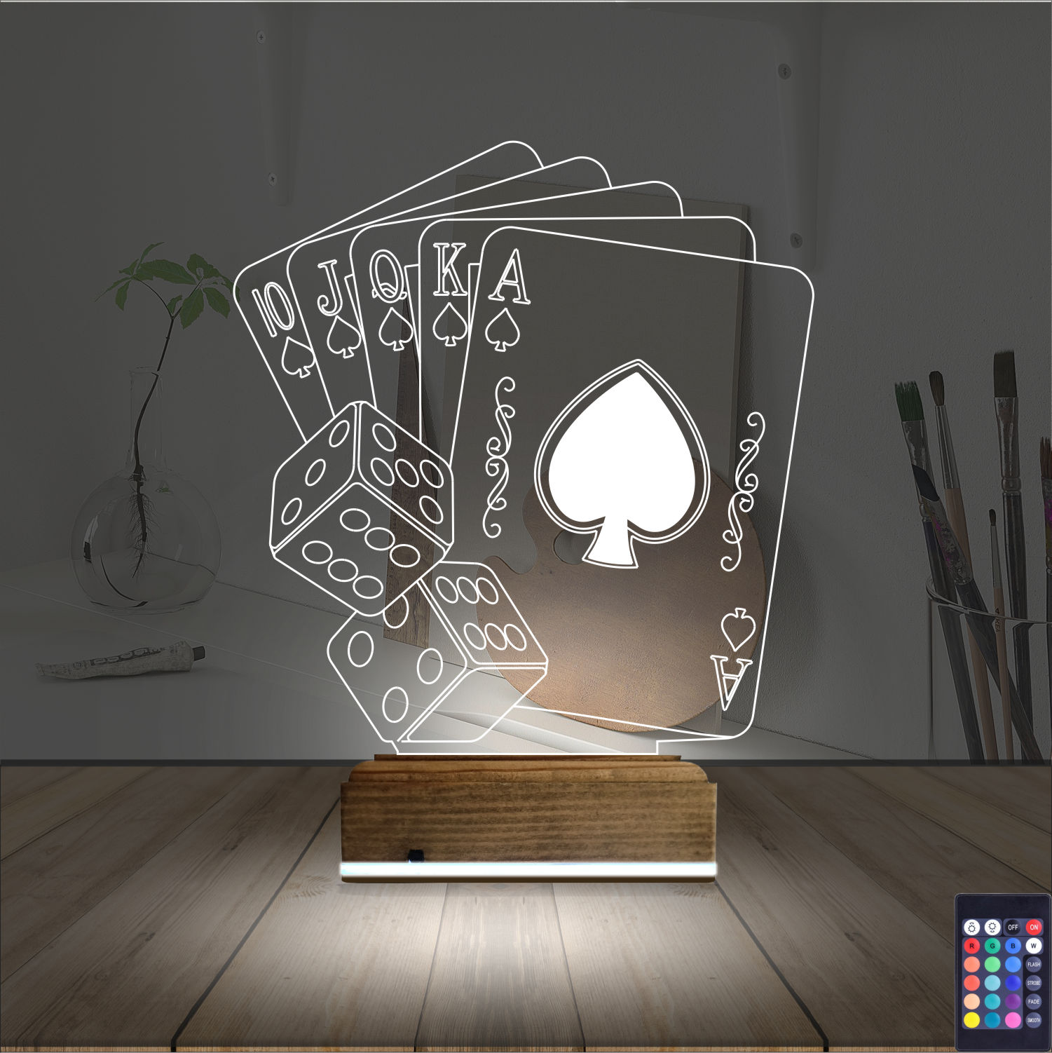 Карты и Кости — 3D LED Ночник | Подарок мужчине