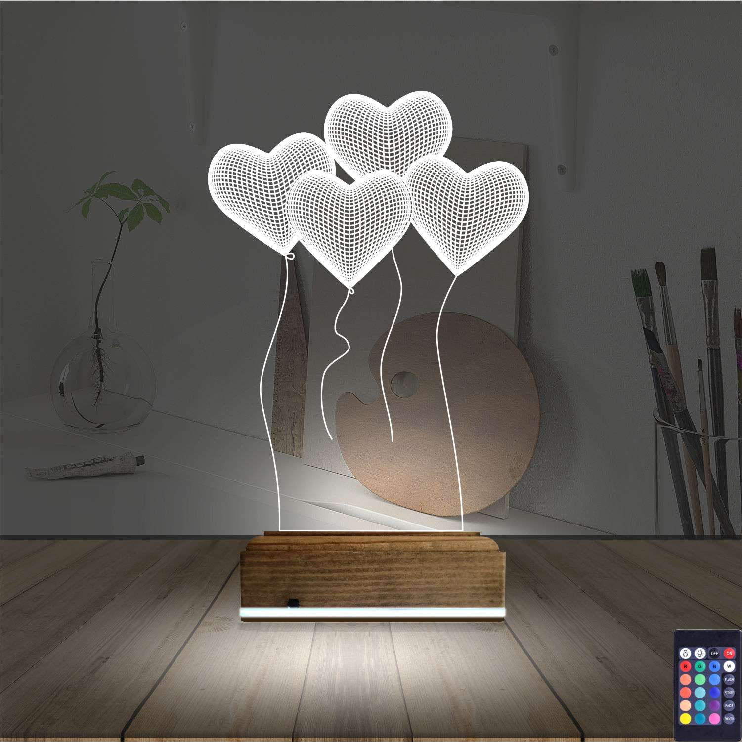 Сердца — 3D LED Ночник | Романтический подарок