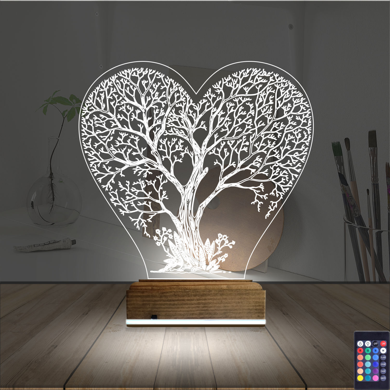 Дерево-сердце — 3D LED Ночник | Романтический подарок