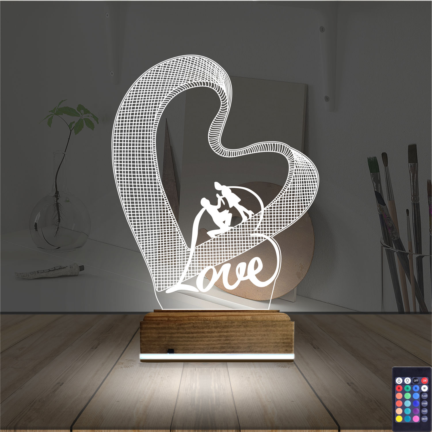 Сердце и Влюбленные — 3D LED Ночник | Романтический подарок