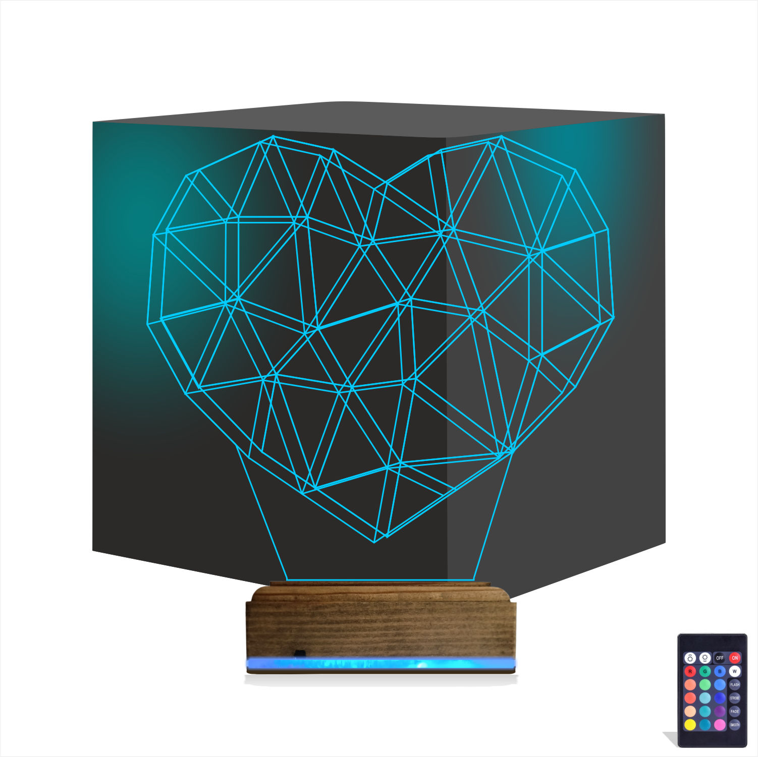 Геометрическое сердце — 3D LED Ночник | Романтический подарок