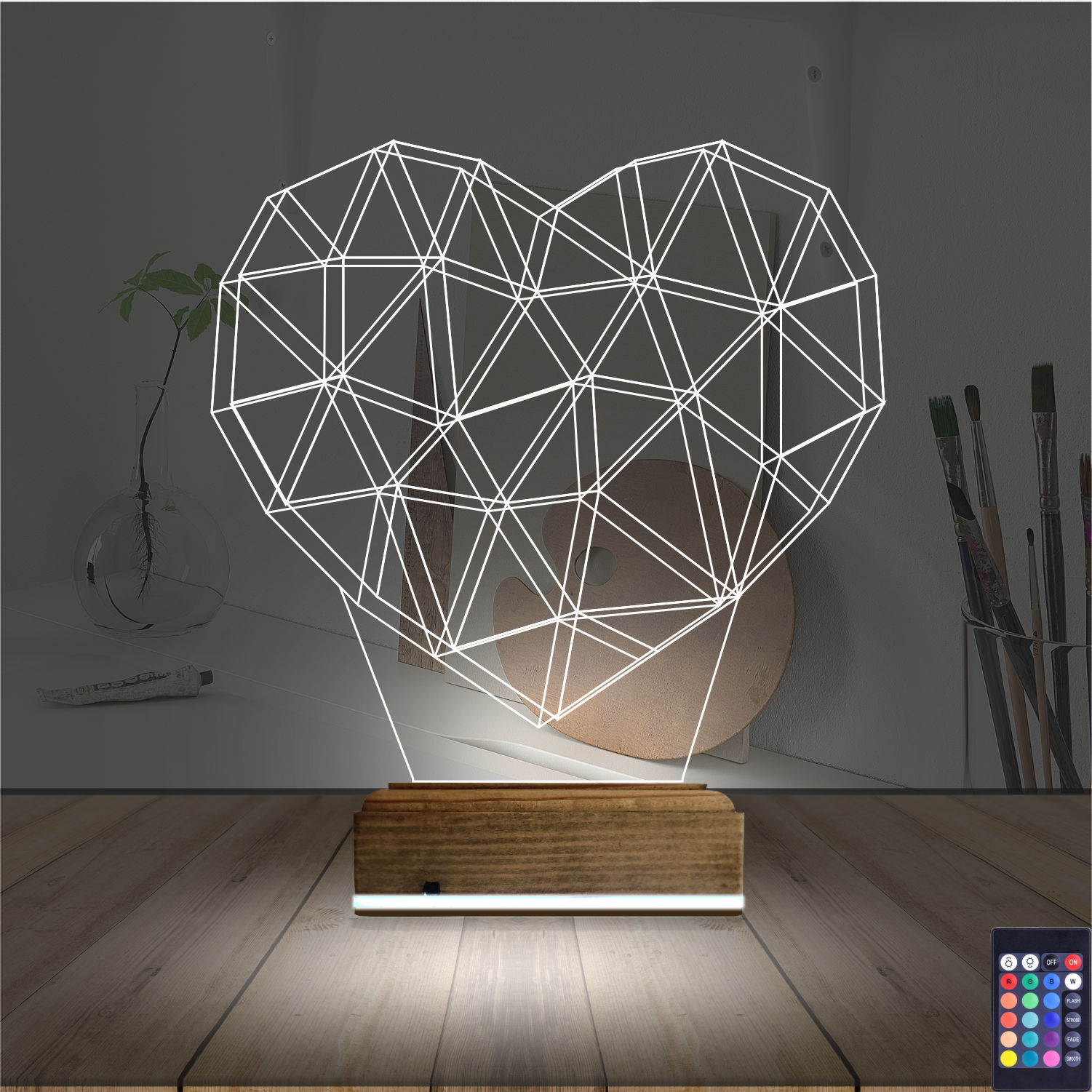 Геометрическое сердце — 3D LED Ночник | Романтический подарок