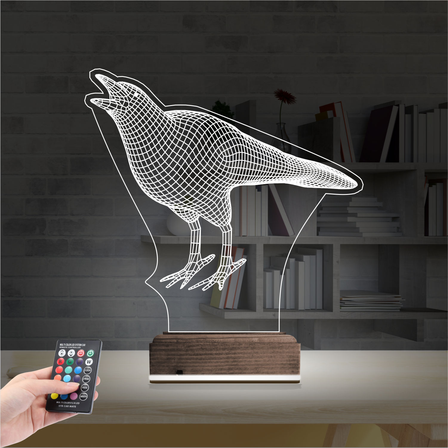 Ворон — 3D LED Ночник | Оригинальный подарок