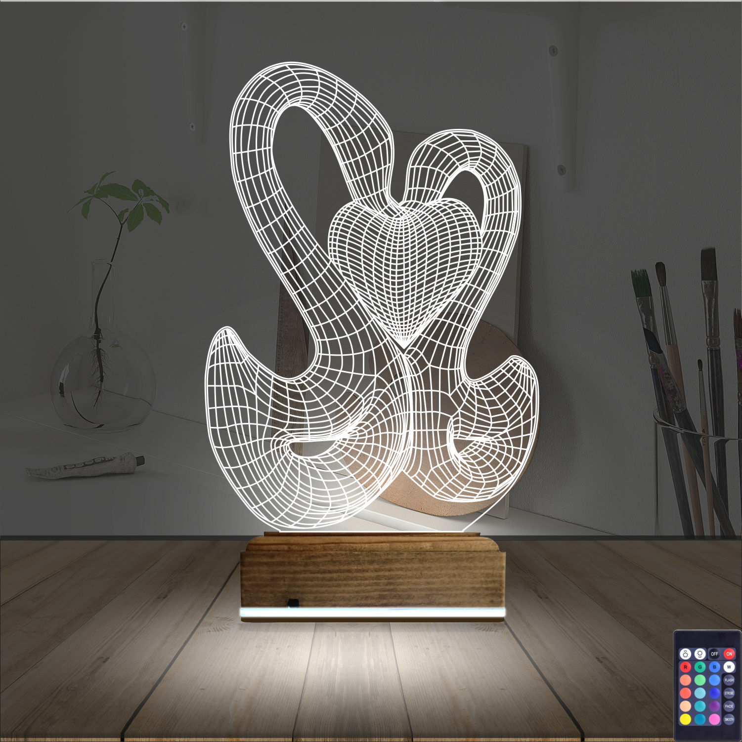 Сердце и змеи — 3D LED Ночник | Подарок на годовщину