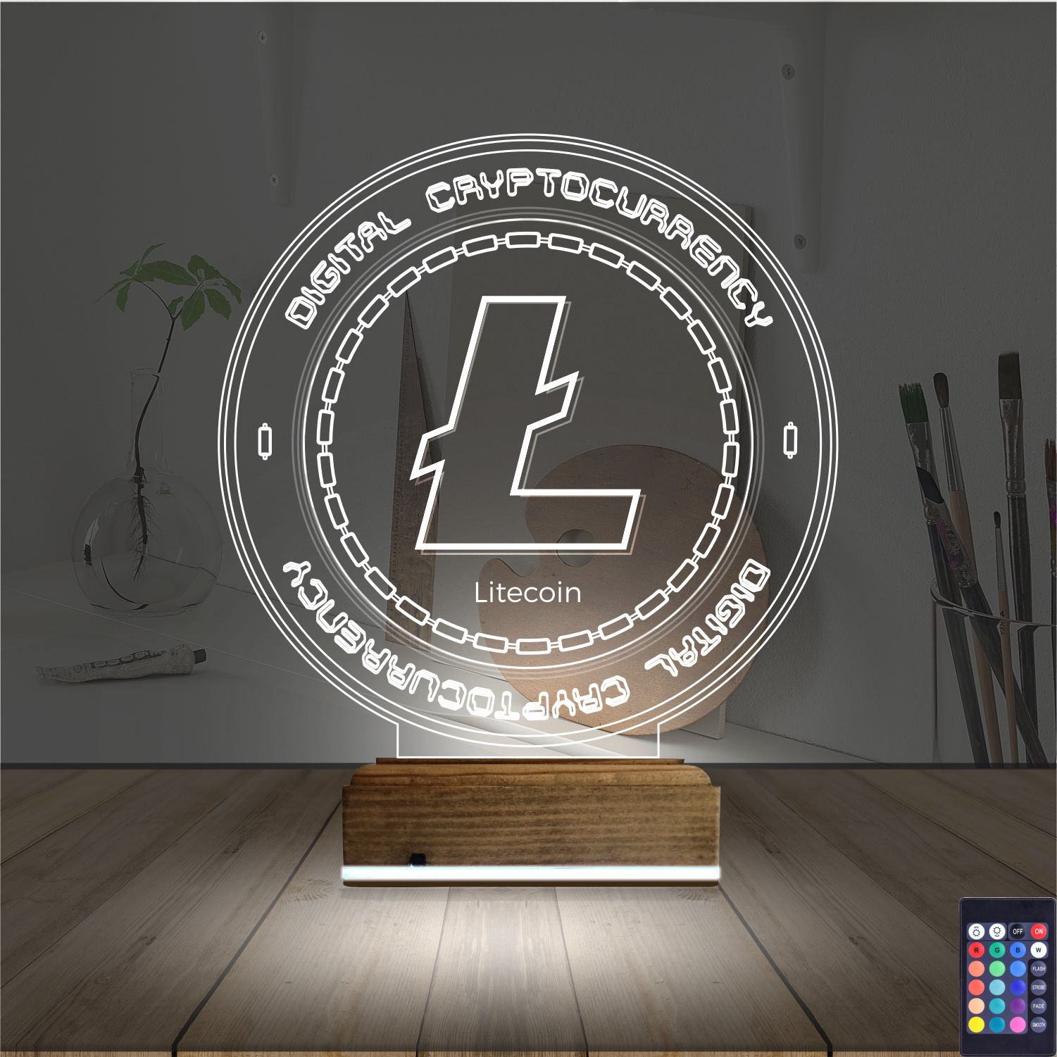 Лайткоин (Litecoin) — 3D LED Ночник | Подарок криптоэнтузиасту