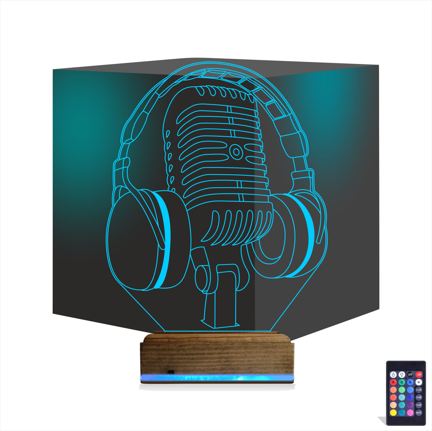 Микрофон и Наушники — 3D LED Ночник | Подарок музыканту
