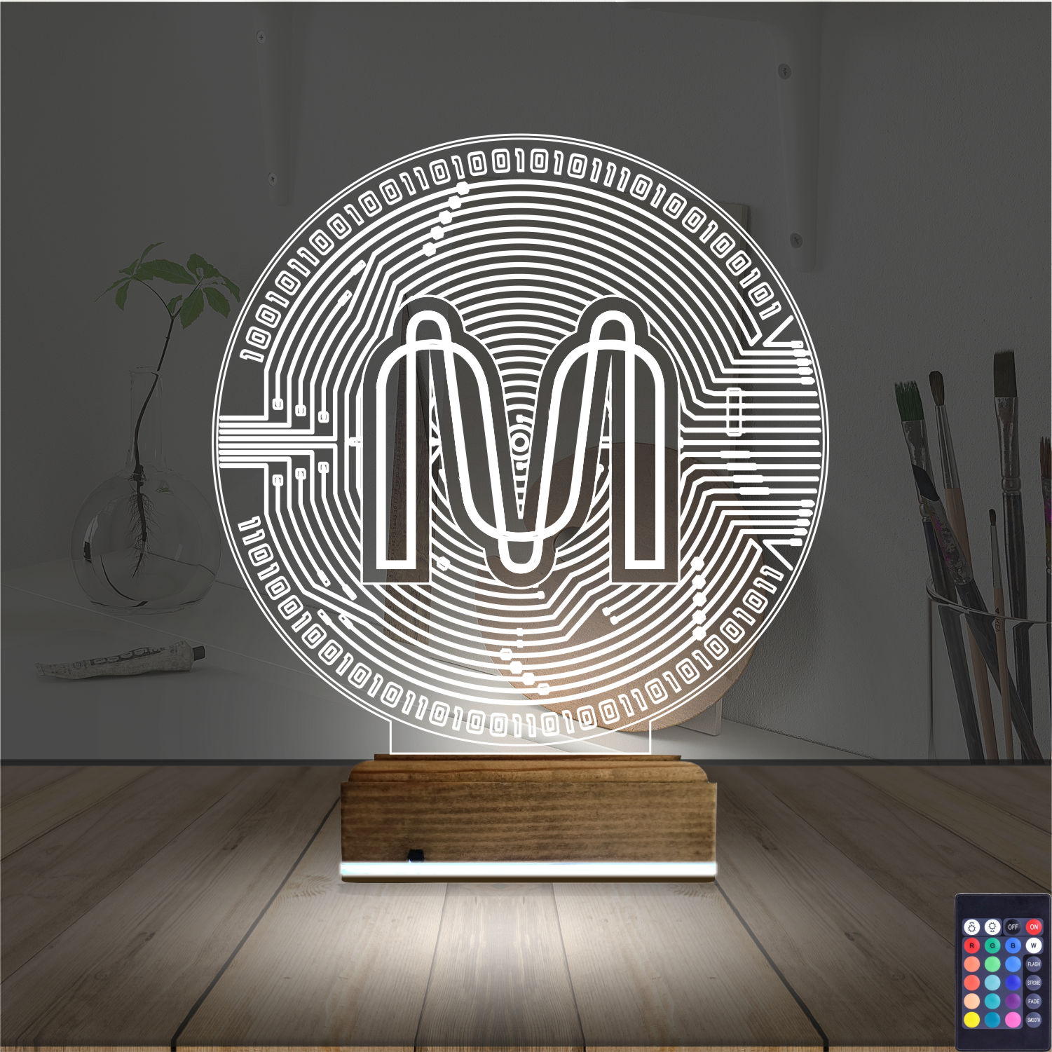 Буква M в стиле IT — 3D LED Ночник | Подарок программисту