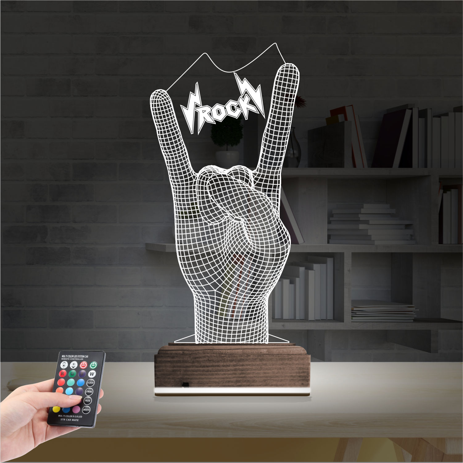 Жест Рок — 3D LED Ночник | Подарок меломану